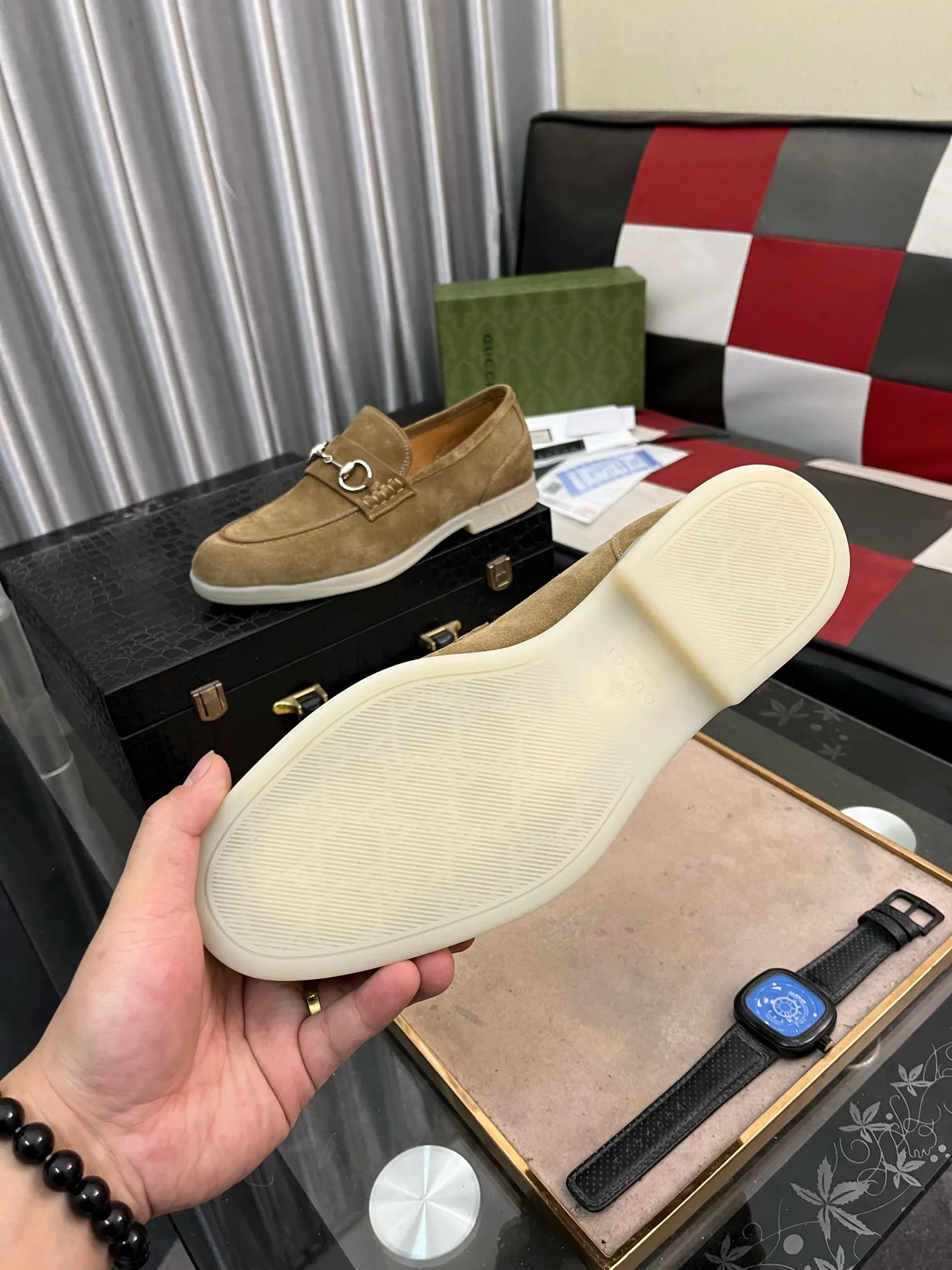Men's shoes 💰540⌚️⌚️【GUCCi】Original frosted calfskin, water-dyed cowhide lining, original outsole, men's and women's fashion, formal casual leather shoes, slip-on men's and women's shoes series, young fashion, European and American trends, British style, casual matching, comfortable feet, standard code: men's code 38-444️⃣colors available